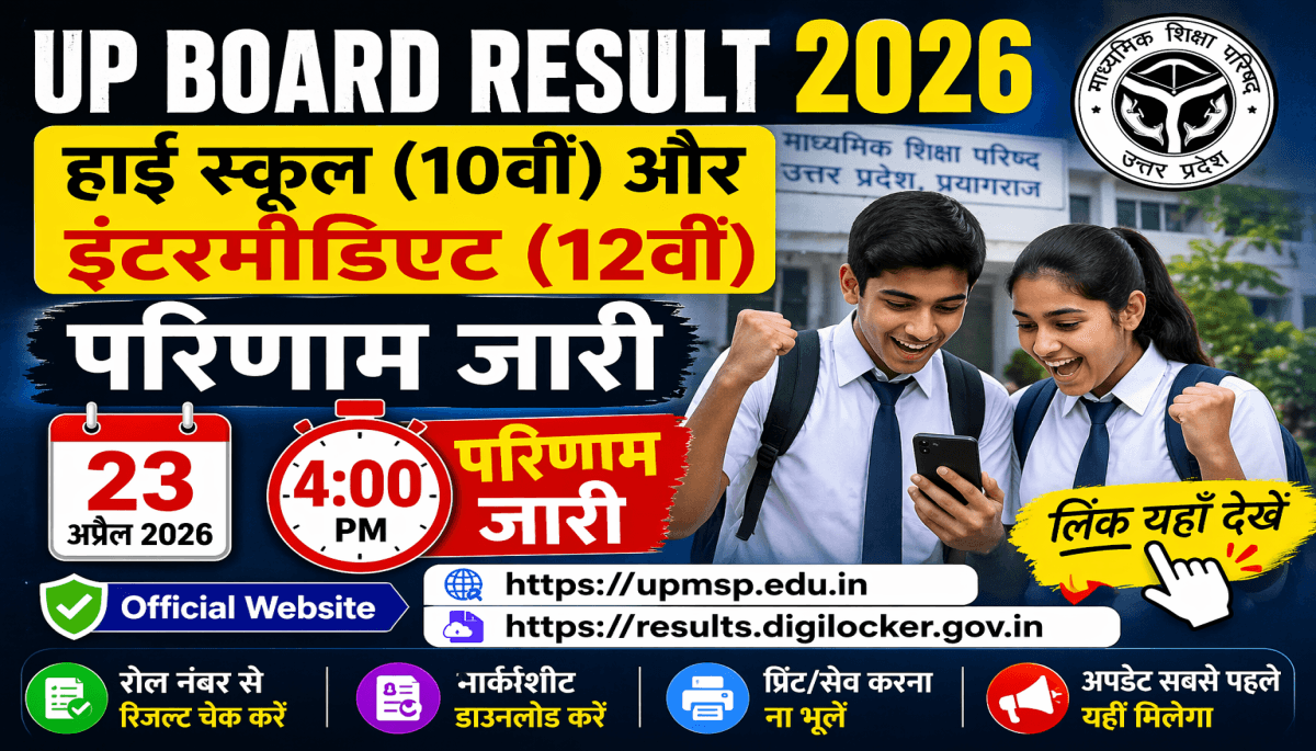 UP Board Result 2026: हाई स्कूल व इंटरमीडिएट परिणाम 23 अप्रैल को जारी, यहाँ से करें चेक