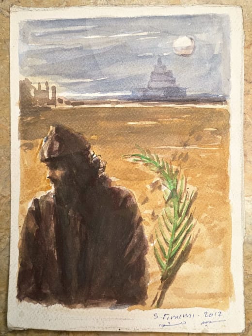 سعيد — رسم مائي على ورق