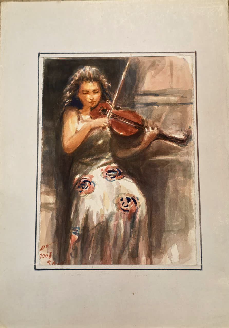 سعيد — رسم مائي على ورق