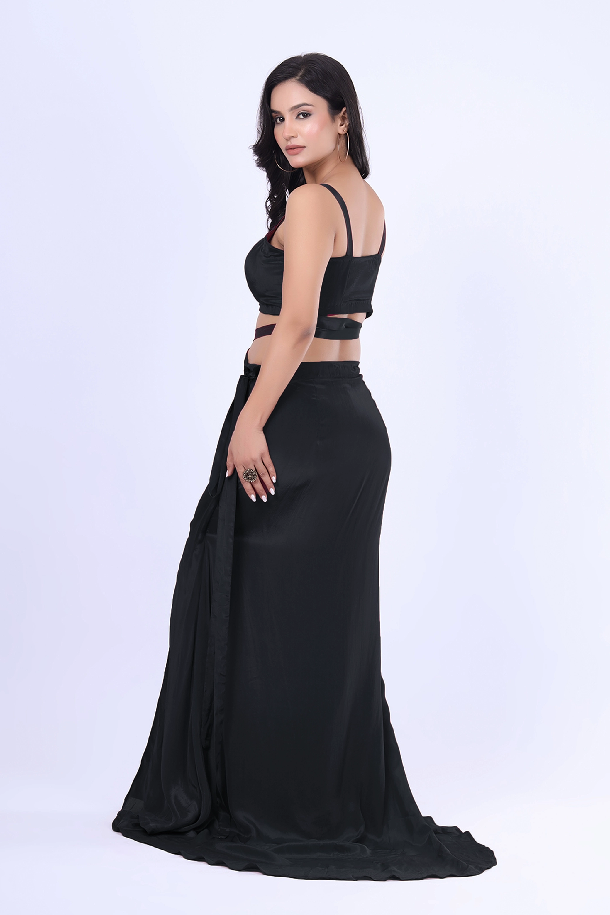 V Glame Black Elegance Two-Piece Set in Pure Crepe elegent dress alternate view