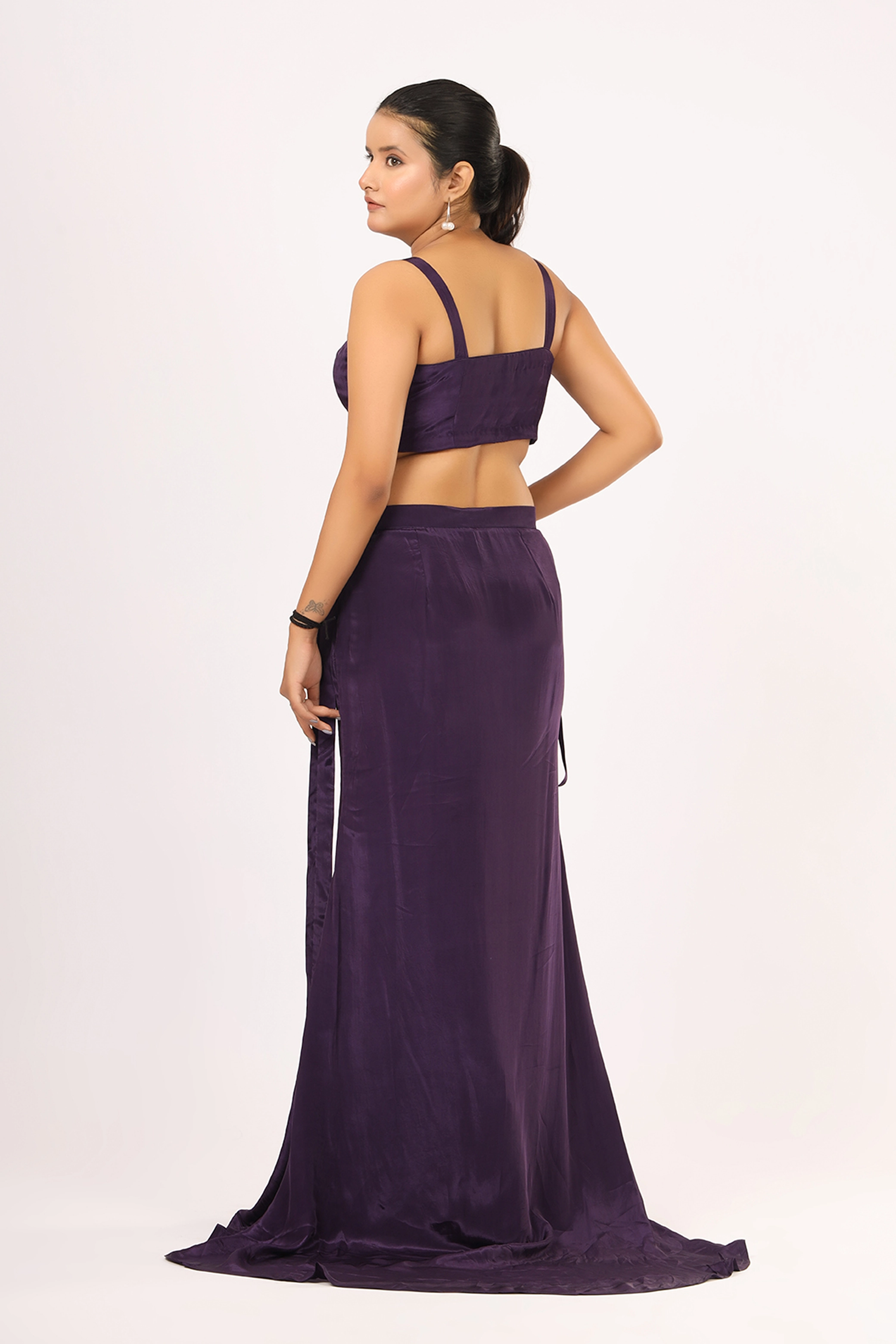 V Glame Puple Elegance Two-Piece Set in Pure Crepe elegent dress alternate view