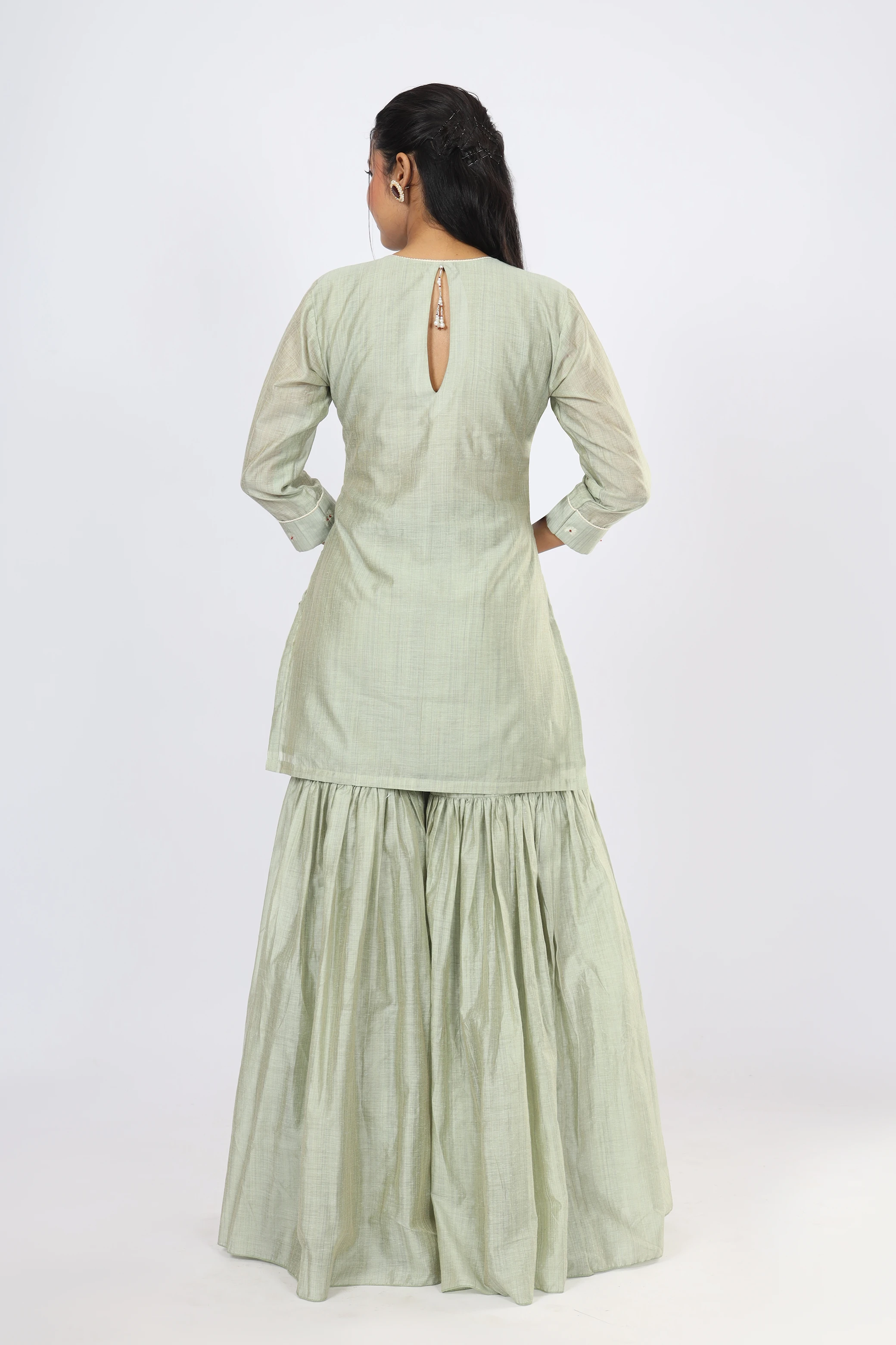VGlame Green Jamdani Printed Salwar Suit Set with Thread Work alternate view