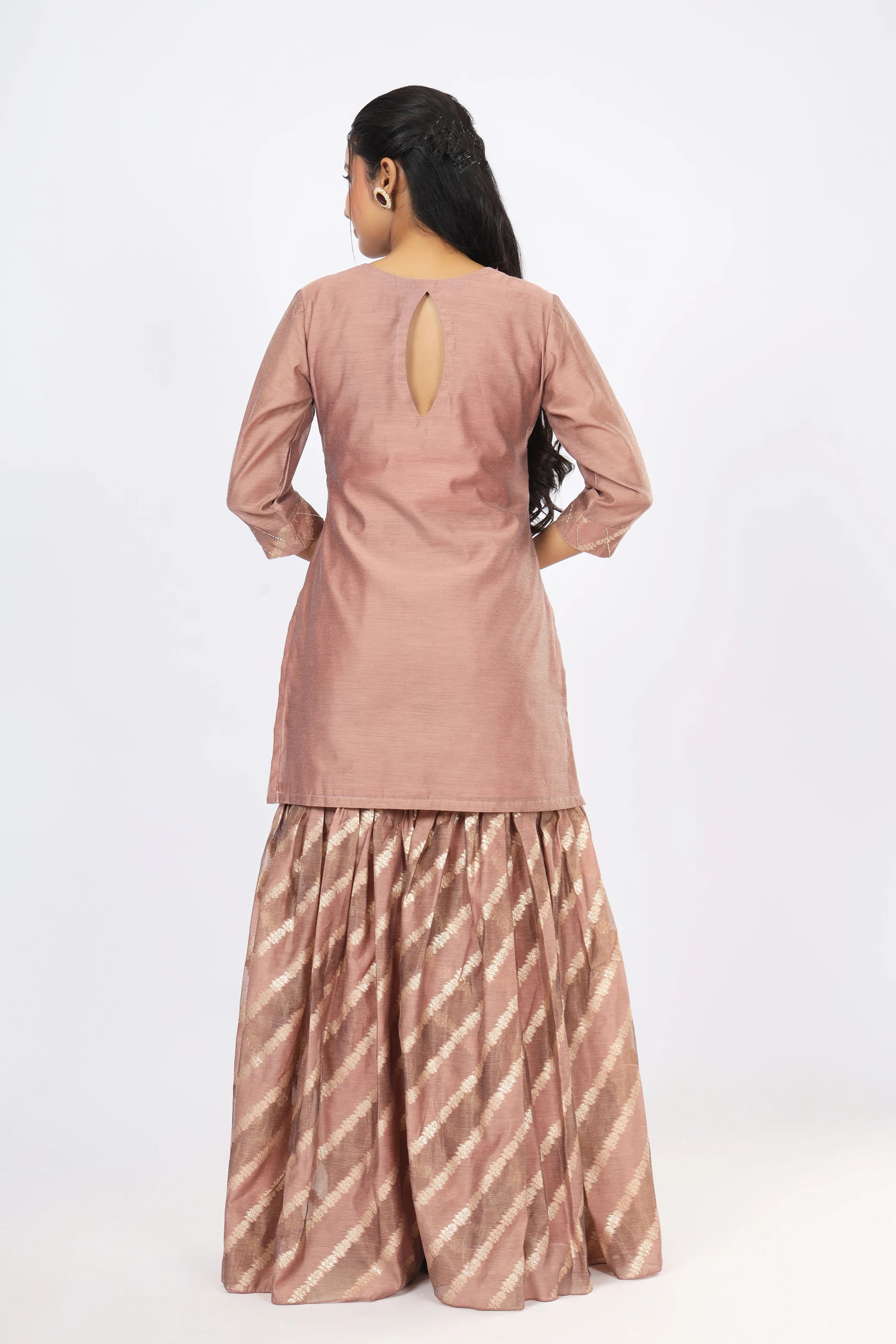 VGlame Rose Gold Jamdani Printed Salwar Suit Set with Thread Work alternate view