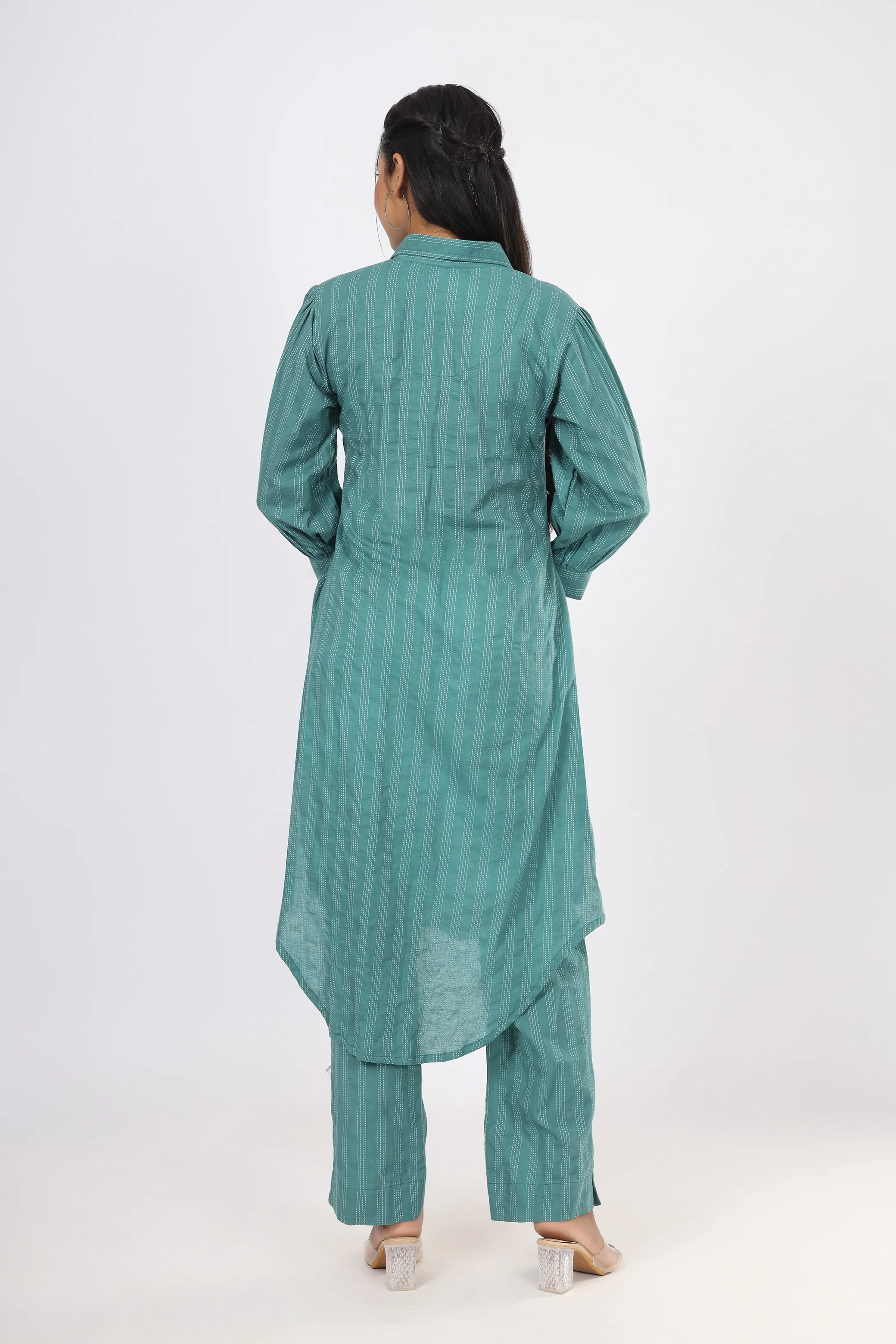 VGlame Blue Cotton Straight Salwar Suit Set with Thread Work alternate view