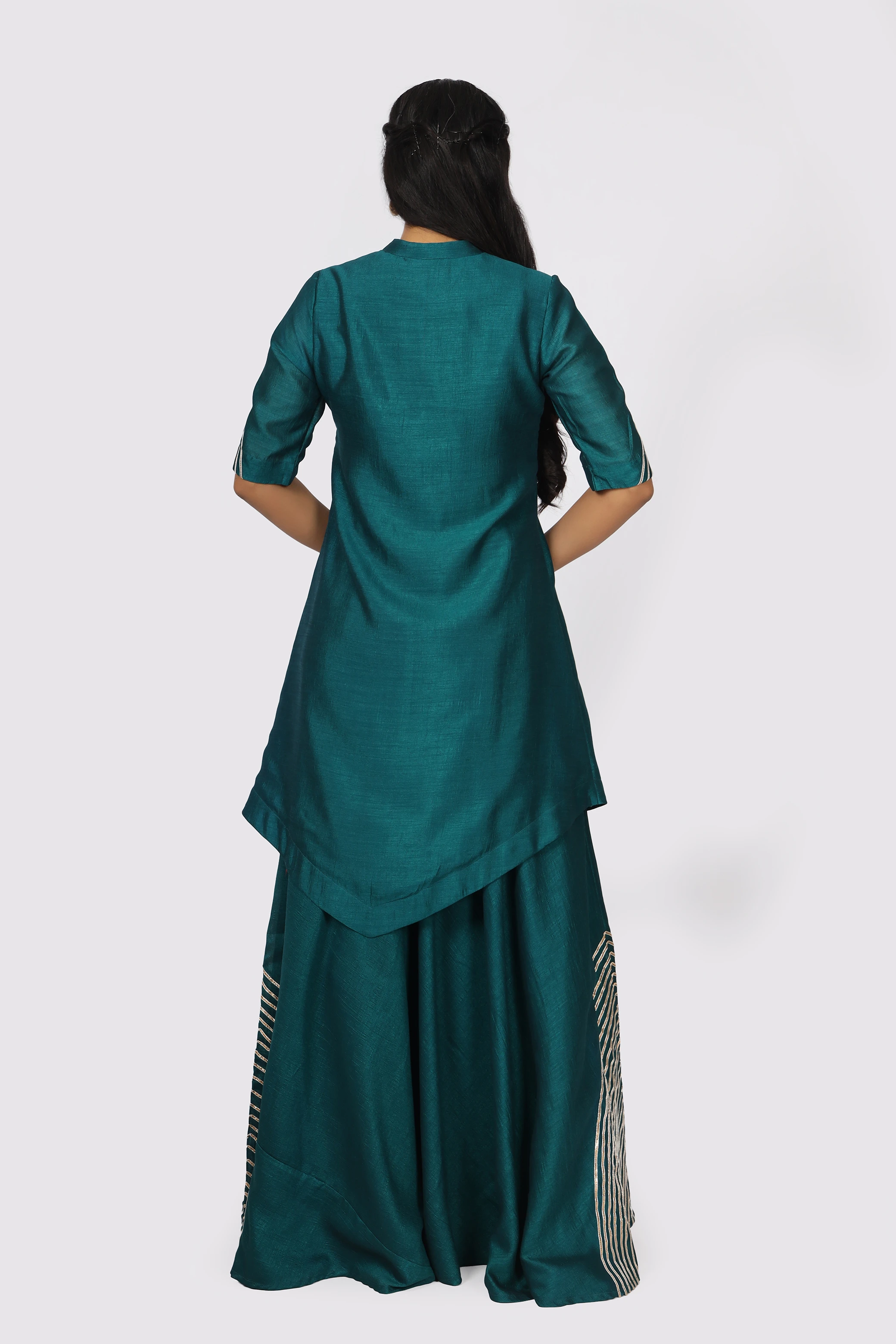 Vglame Women Blue Traditional Kurta Lehenga Set with Gota Work alternate view