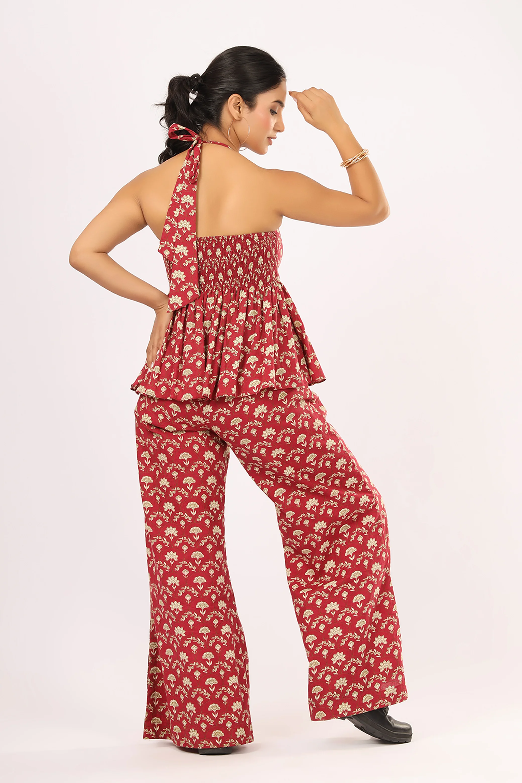 VGlame Pink Cotton Peplum Co-Ord Set alternate view