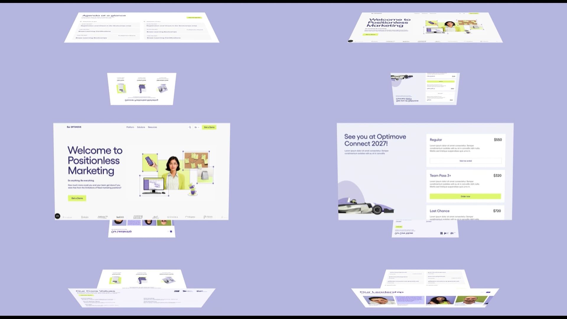 Optimove pages assembled from reusable website blocks
