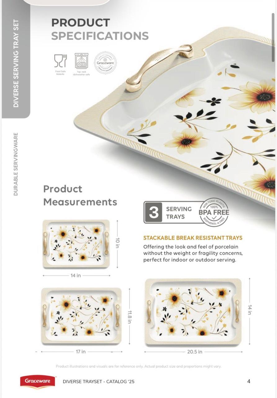 Diverse 3pc Melamine Tray Set