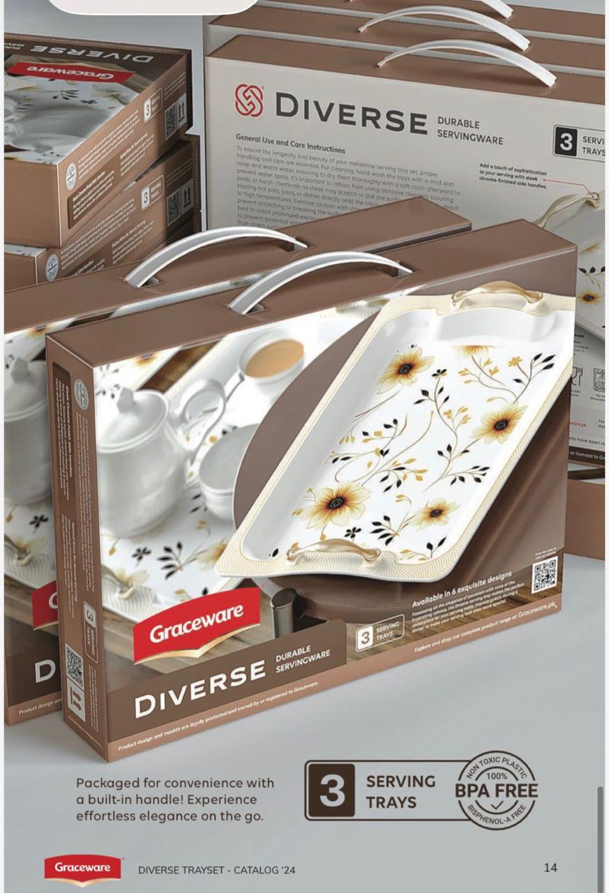 Diverse 3pc Melamine Tray Set thumbnail 2