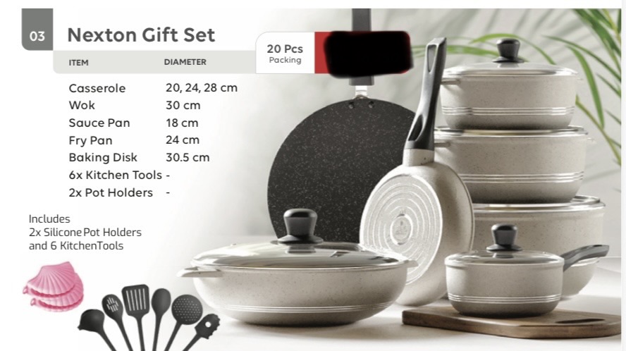 Nexton nonstick kitchen set 20pcs