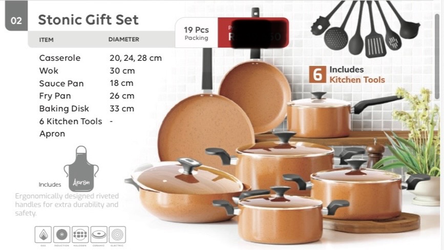 Stonic nonstick giftpack 19pcs