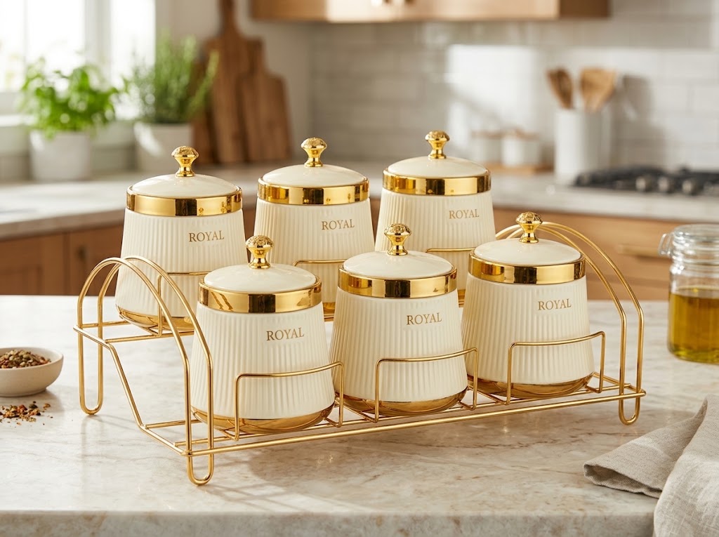 Royal Gold Masala Set – 6 Piece Premium Spice Container Set
