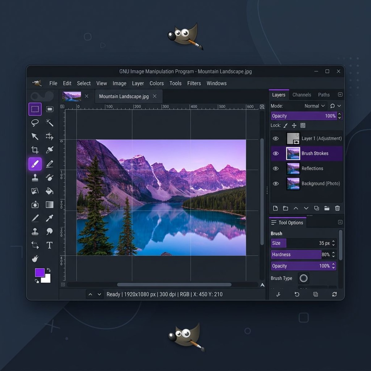 GIMP open source photo editor interface