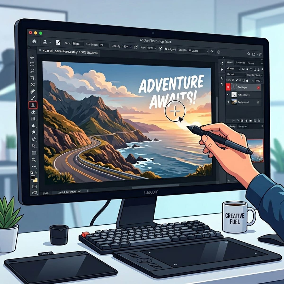 Photoshop Clone Stamp tool for manual text removal