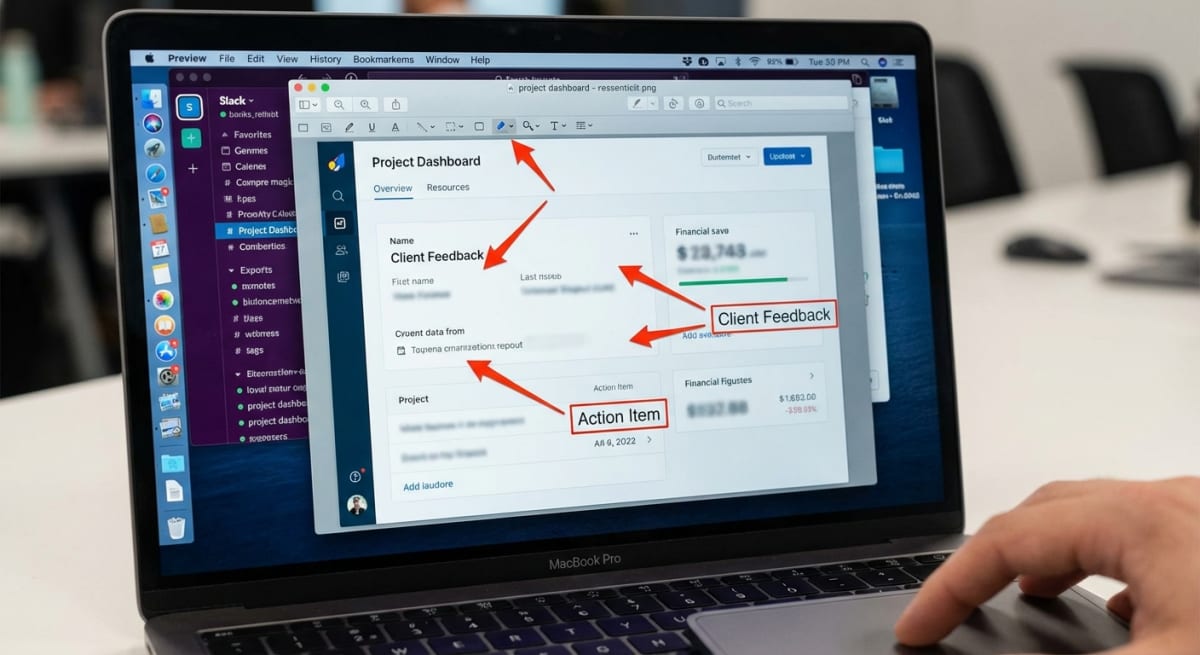 Annotating a screenshot with markup tools on Mac