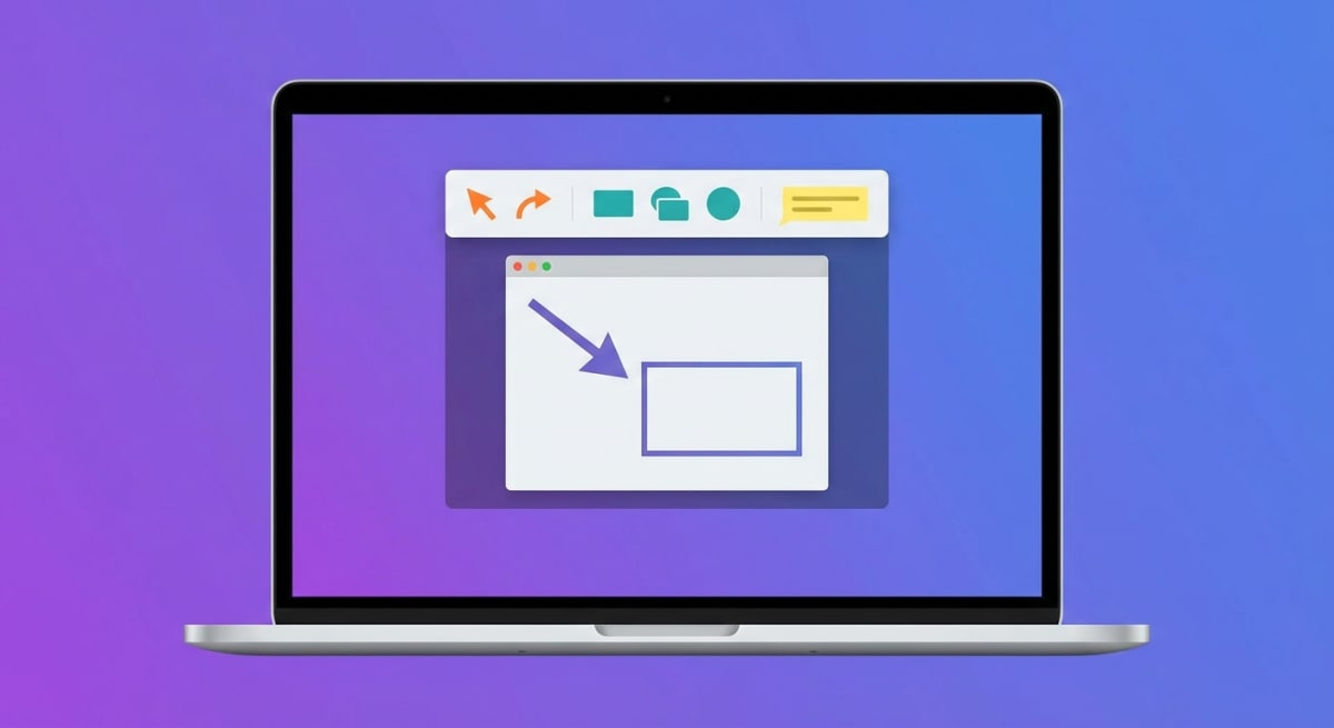 Screenshot tool interface on a Mac laptop with annotation tools