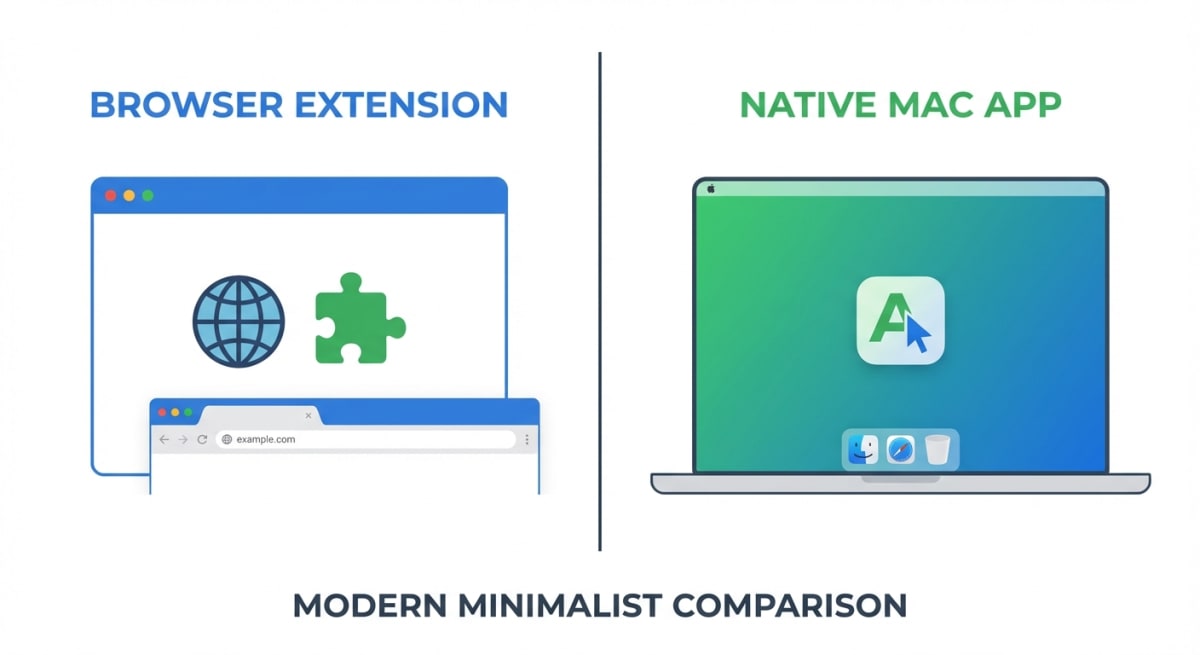 Comparison of browser extension vs native Mac app approach