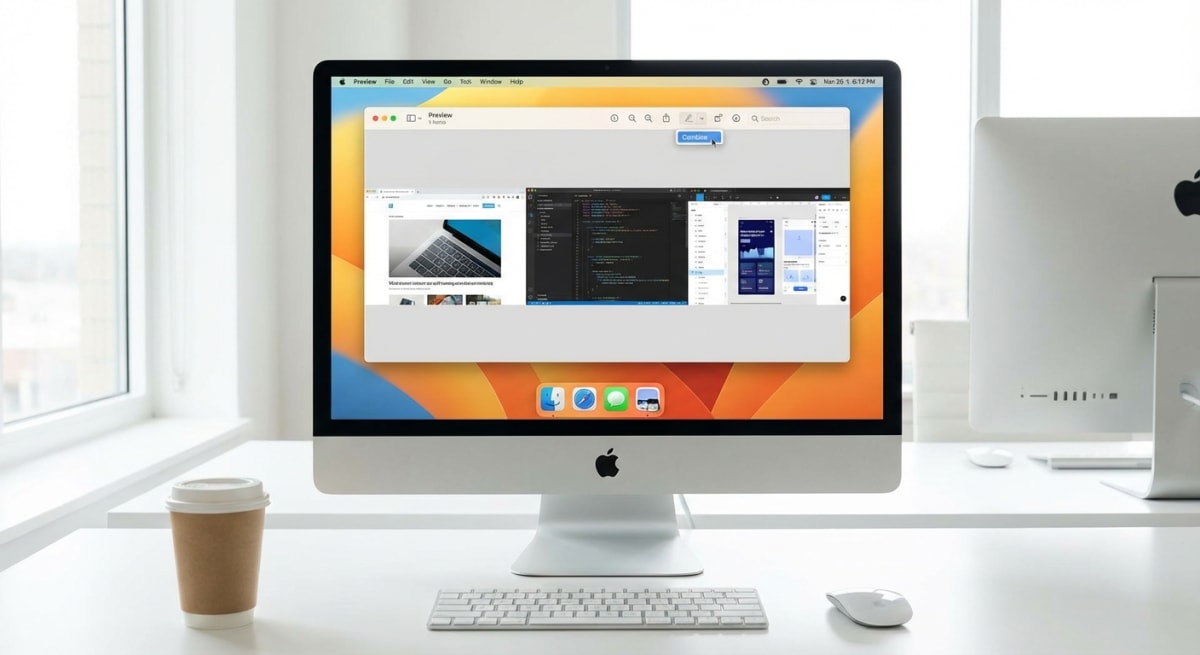 Combining multiple screenshots on Mac using Preview app