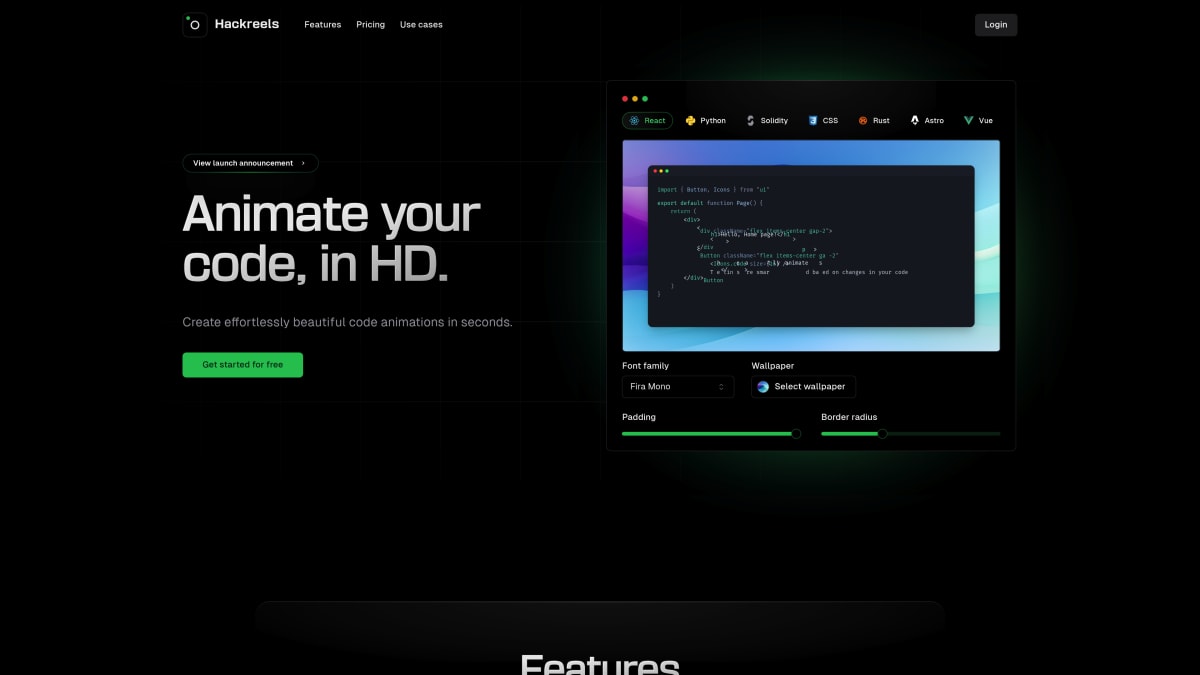 HackReels — verwandle Code in animierte Videos