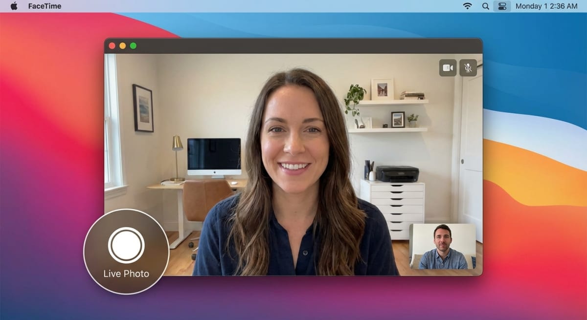 FaceTime Live Photo capture button in call window