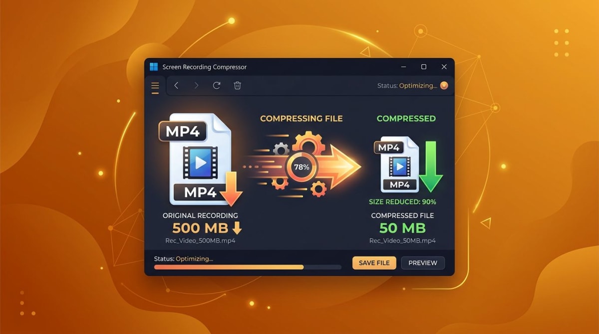 Screen recording file size reduction on Windows