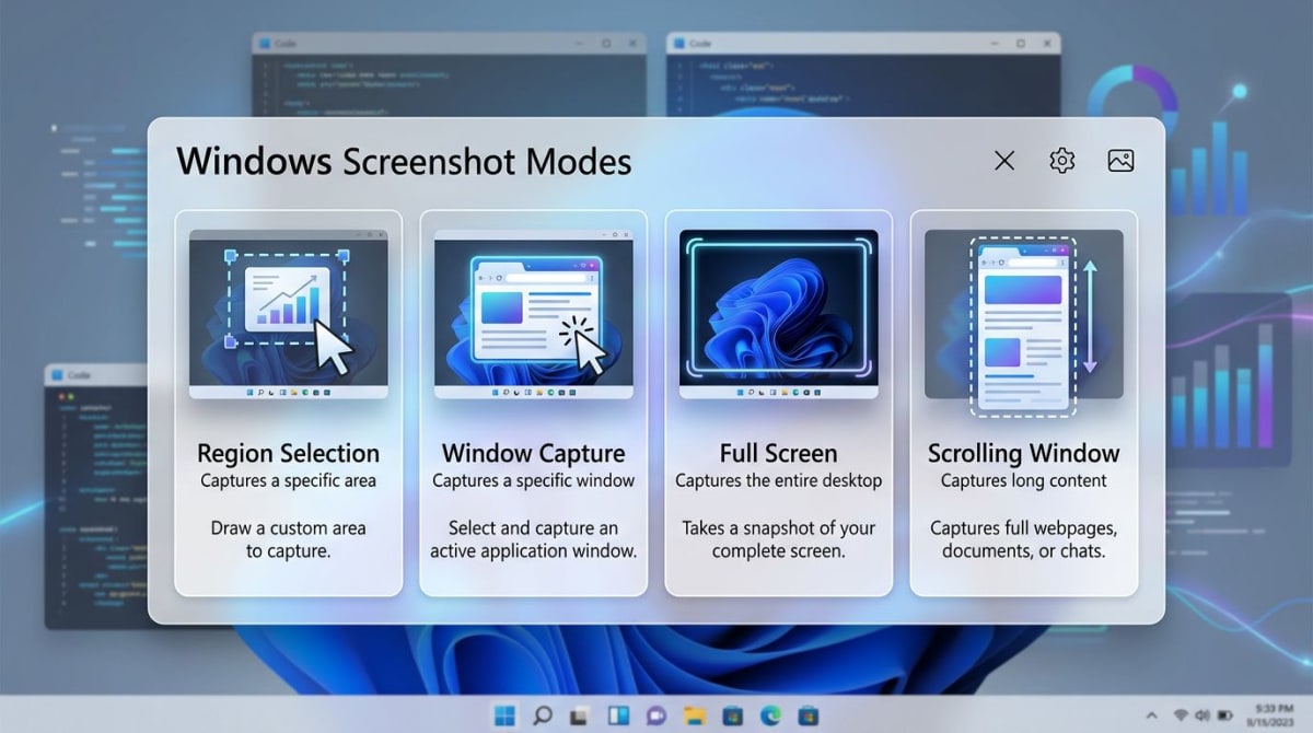 Screenshot-Aufnahmemodi in PicPick für Windows
