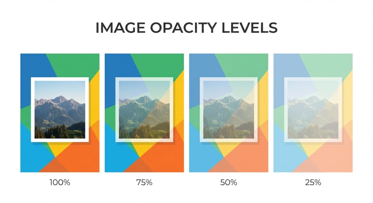 Illustration showing different opacity levels from 100% to 25%