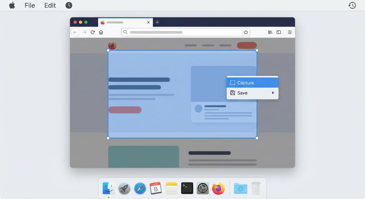 Screenshot firefox tool capturing a webpage on Mac