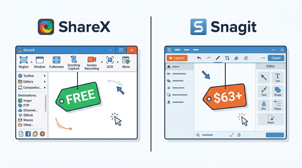 ShareX vs Snagit: Free vs Paid Compared (2026)