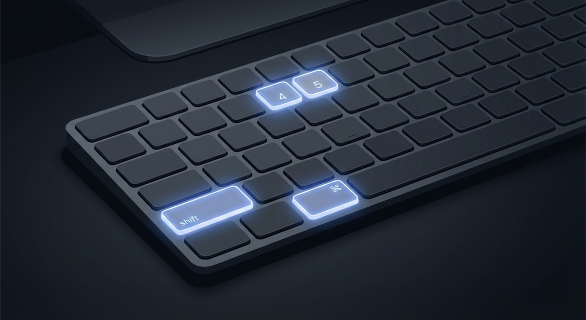 Mac keyboard with screen recording shortcut keys highlighted