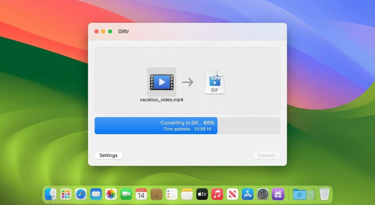 Gifski app interface for converting video to GIF