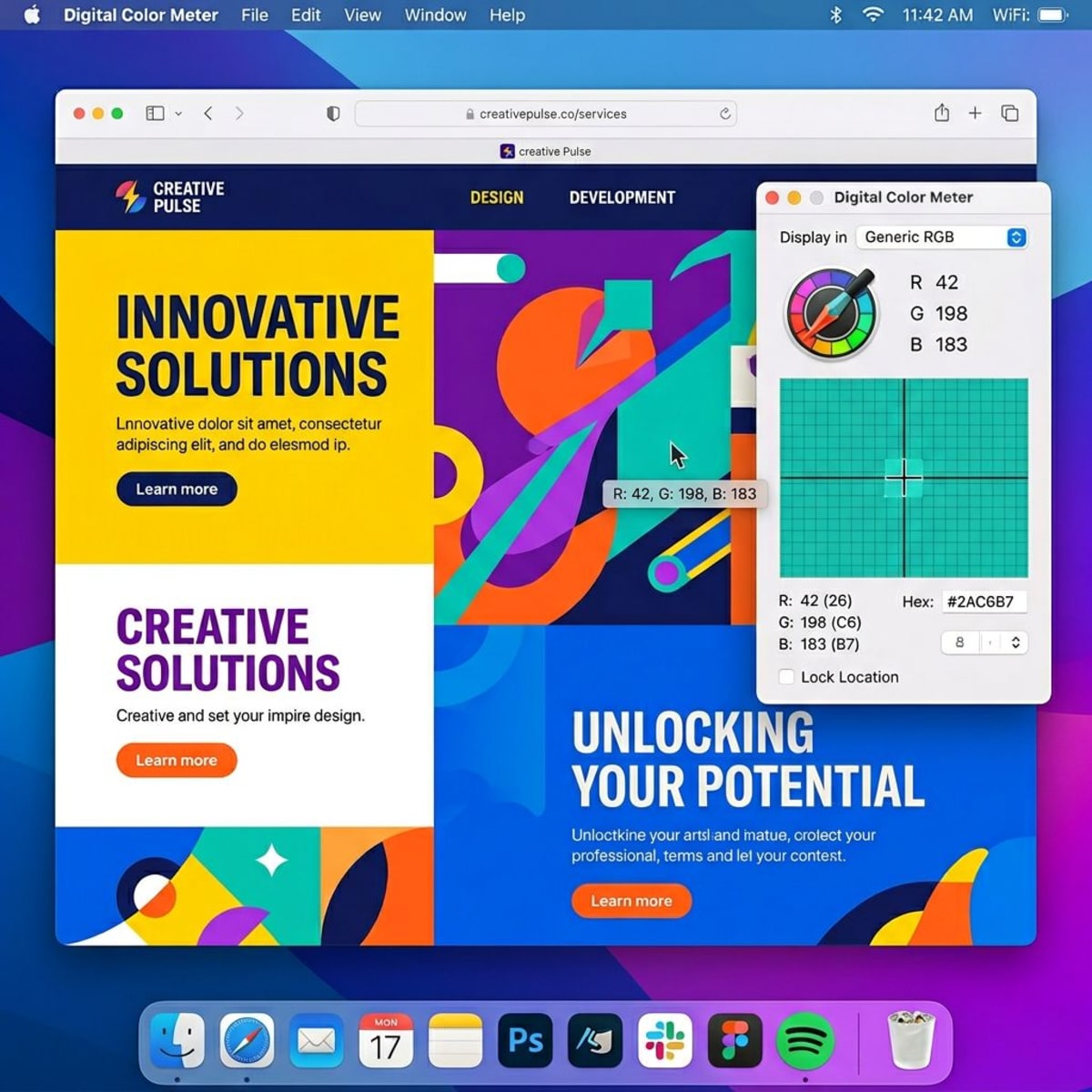 Picking colors from a Mac screen using the Digital Color Meter utility