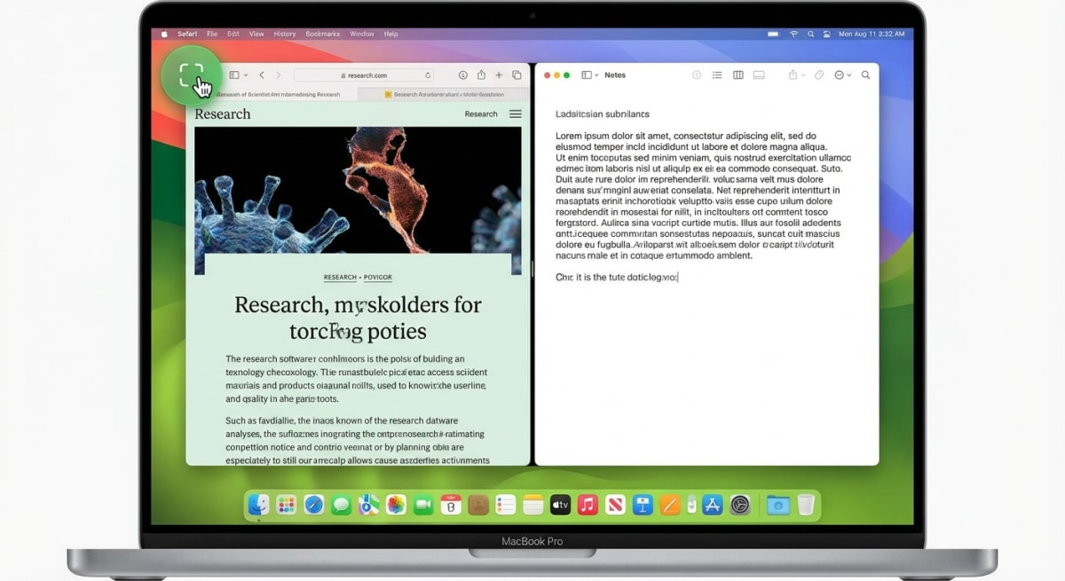 Split View showing two apps side by side on Mac