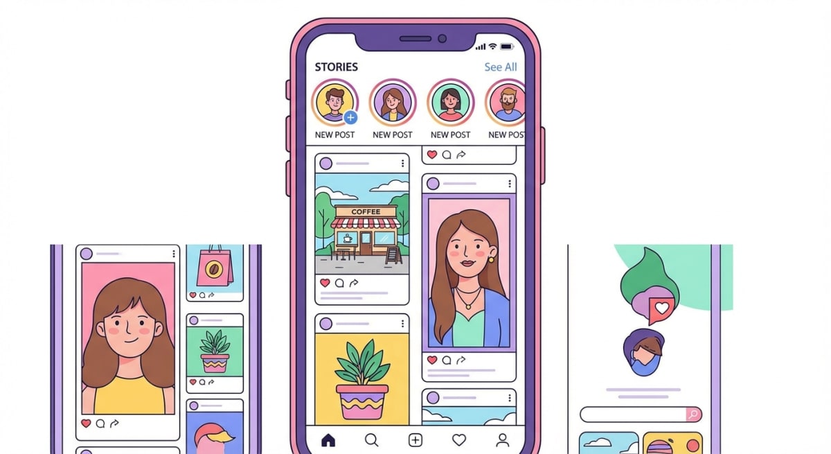 Mobile social media posting at correct dimensions