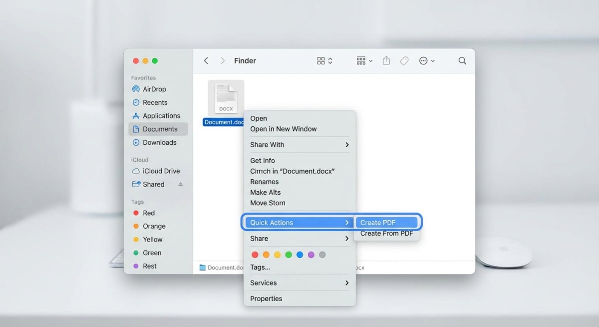 Finder Quick Actions for PDF conversion