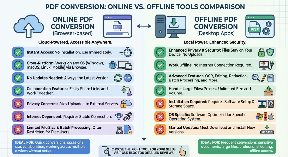 Online vs offline PDF conversion tools