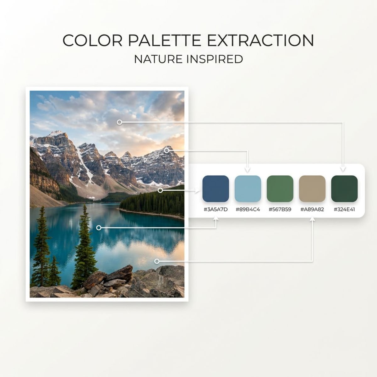 Extracting a color palette from a photograph with dominant colors displayed