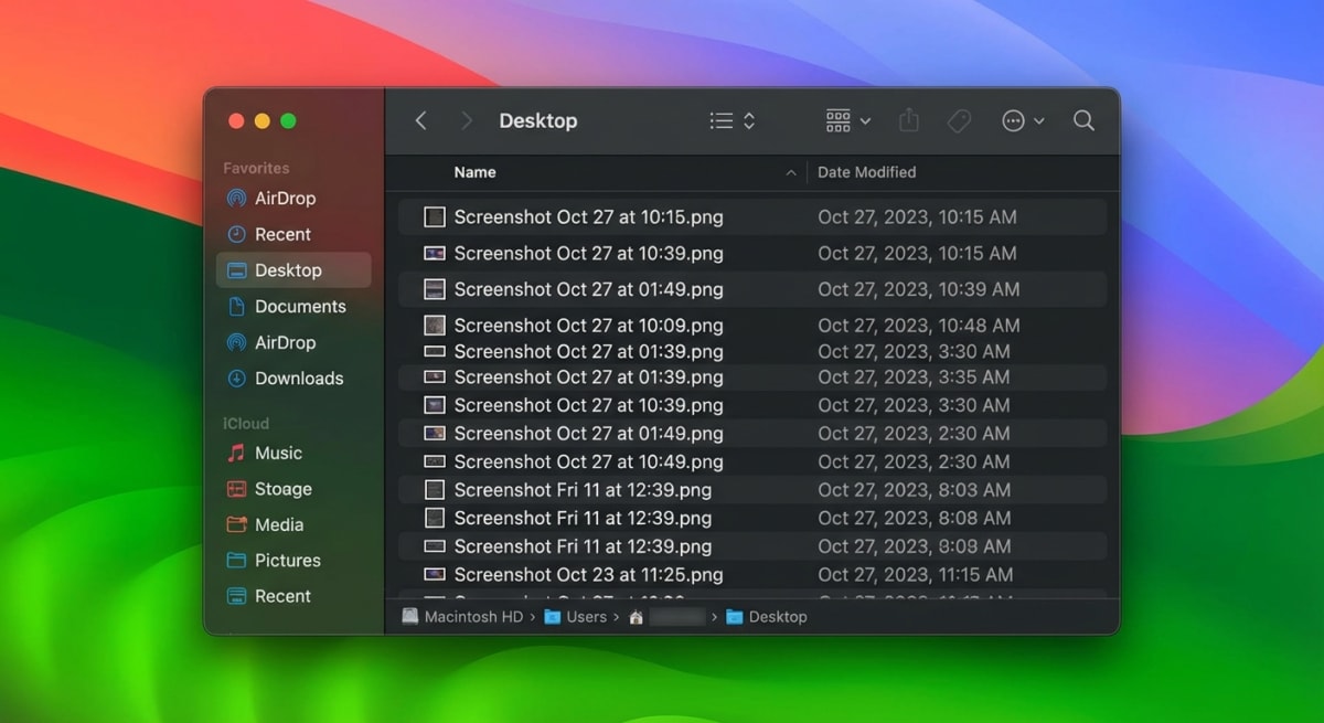 Mac screenshot save location in Finder