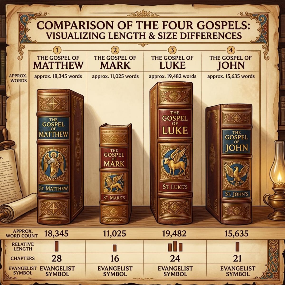 Visual comparison of the four gospel lengths