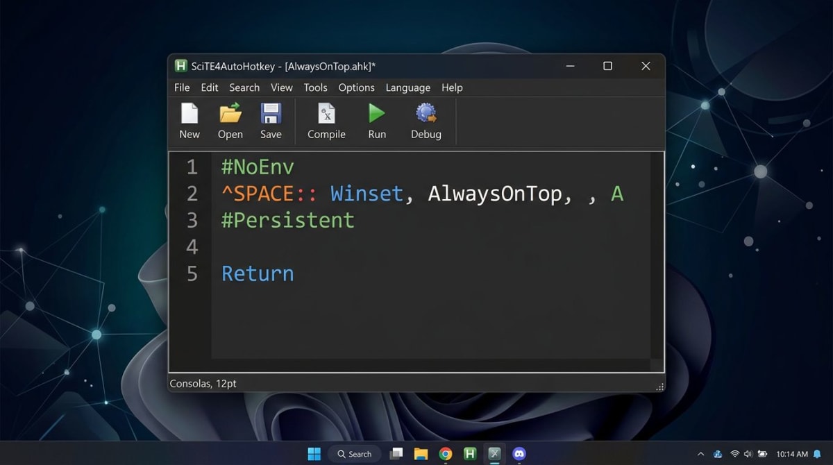 AutoHotkey-Skript für Immer im Vordergrund unter Windows