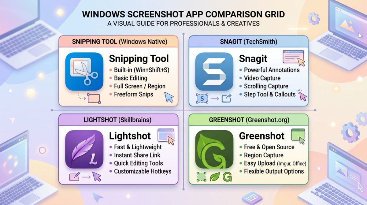 Lightshot alternatives comparison for Windows users in 2026