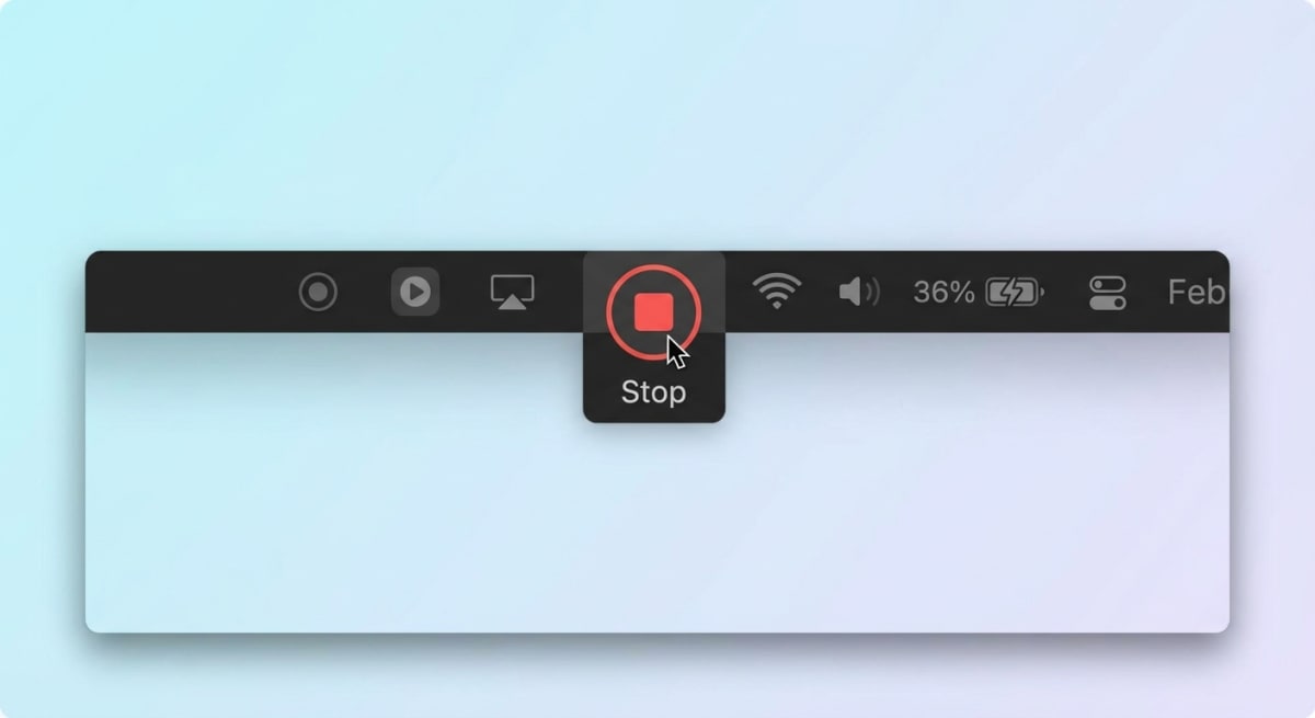 Menu bar stop button for screen recording on Mac