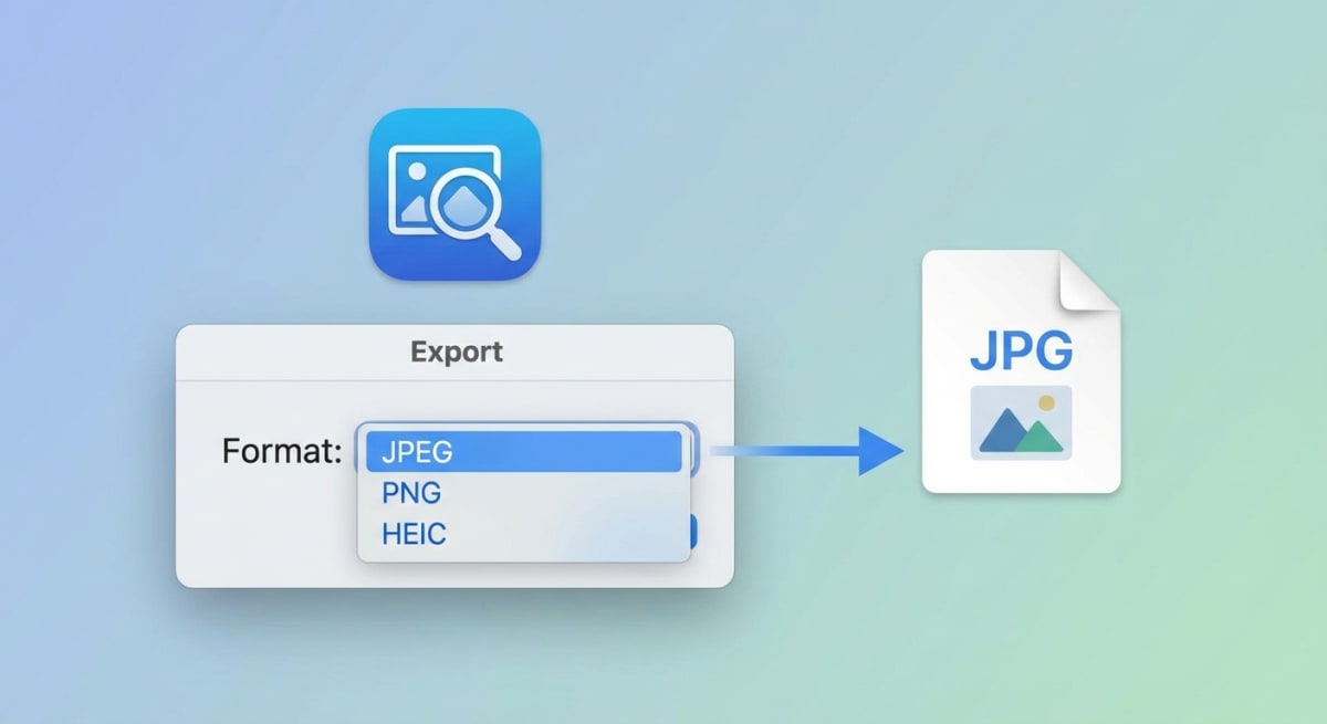 Using Preview's Export dialog to convert HEIC to JPEG format