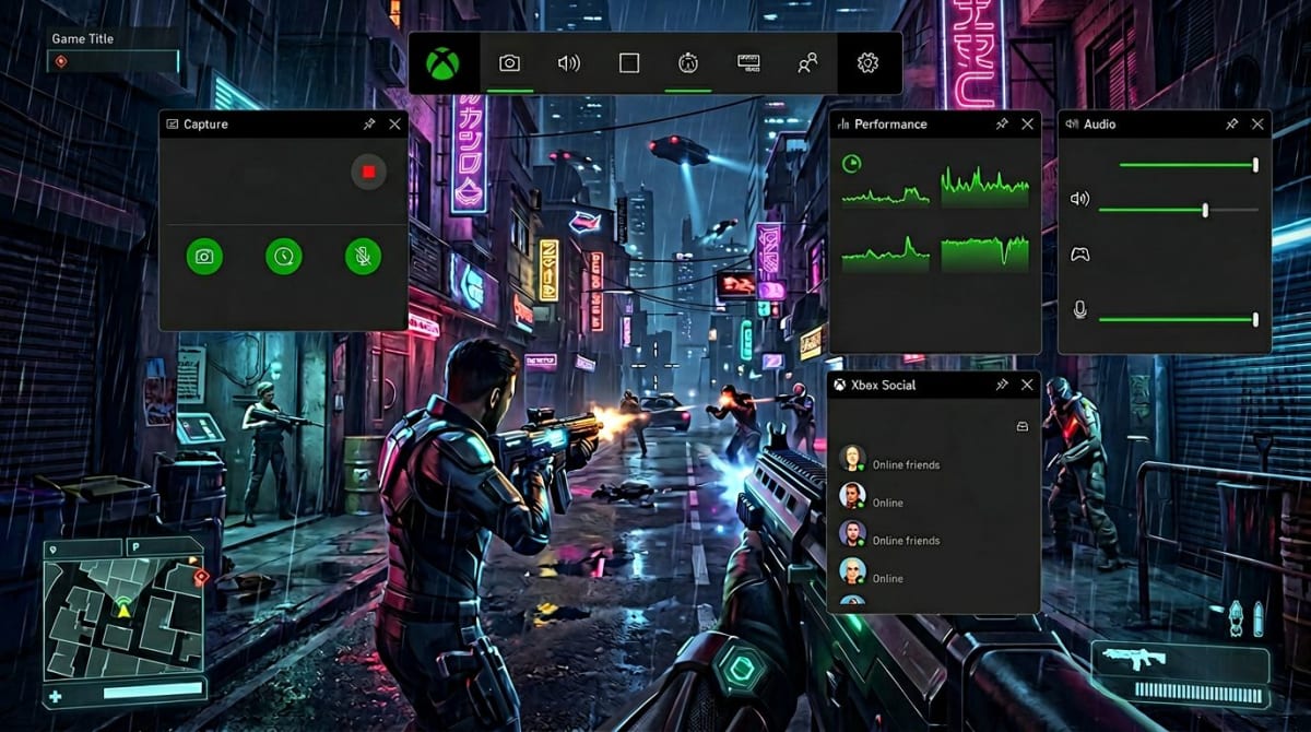 Xbox Game Bar screen recording interface on Windows