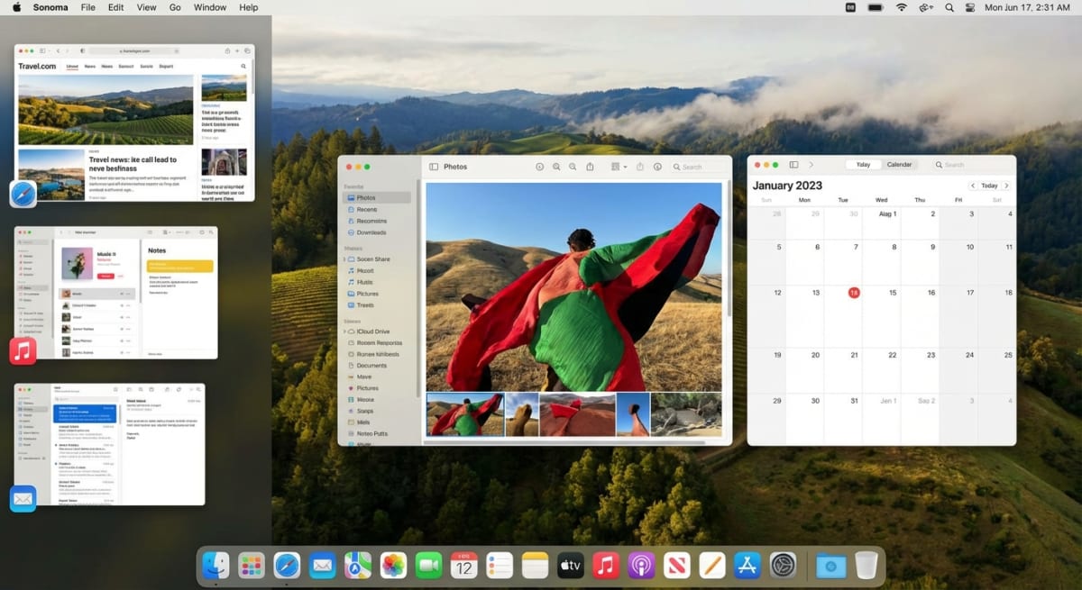 Stage Manager organizing windows on Mac
