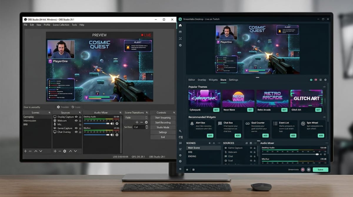 Streamlabs Desktop interface compared to OBS Studio side by side