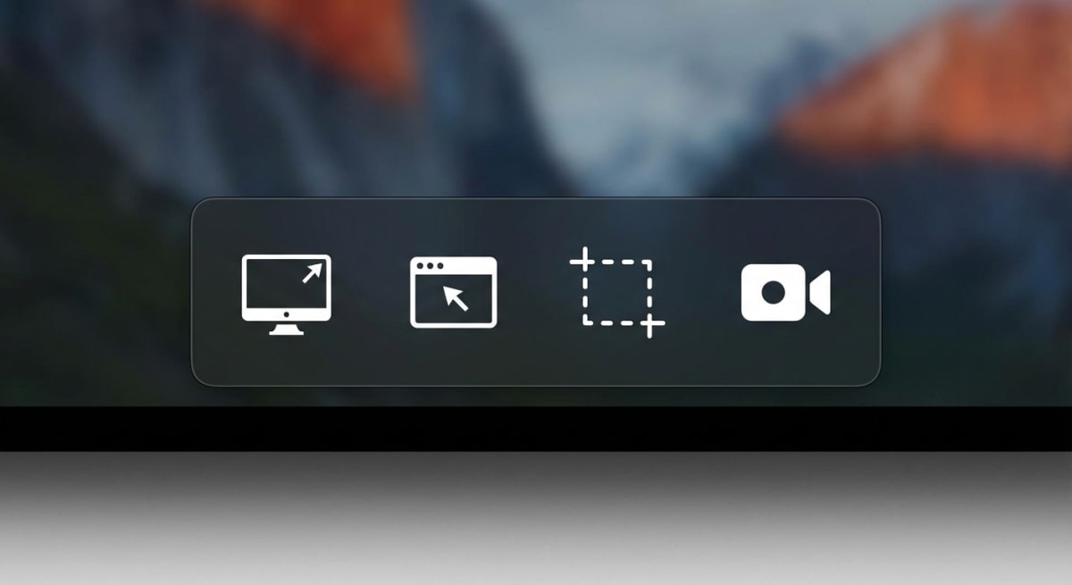 Mac Screenshot toolbar showing capture options