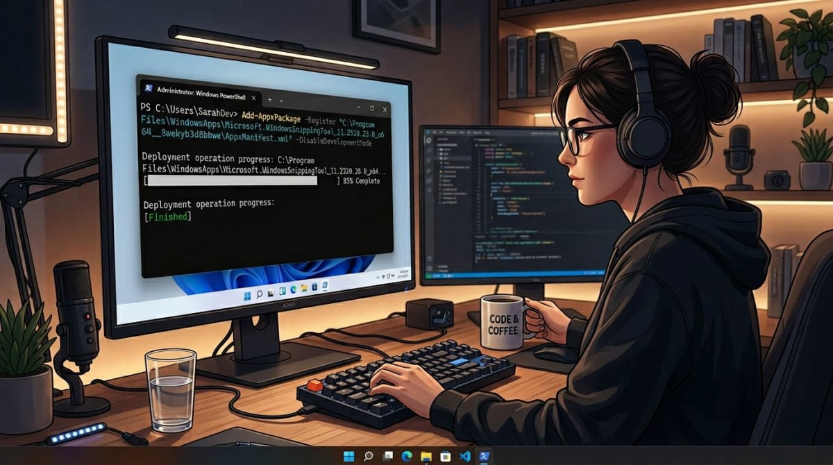 PowerShell command to reinstall Snipping Tool on Windows 11