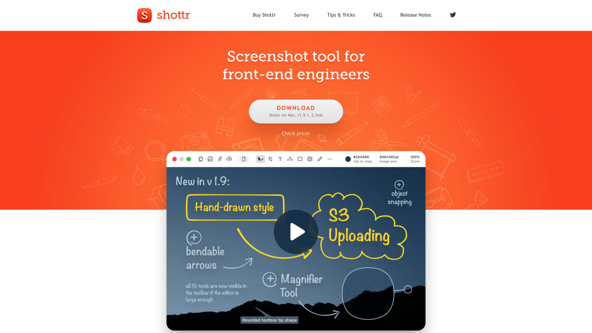 Shottr homepage — free lightweight screenshot tool for Mac