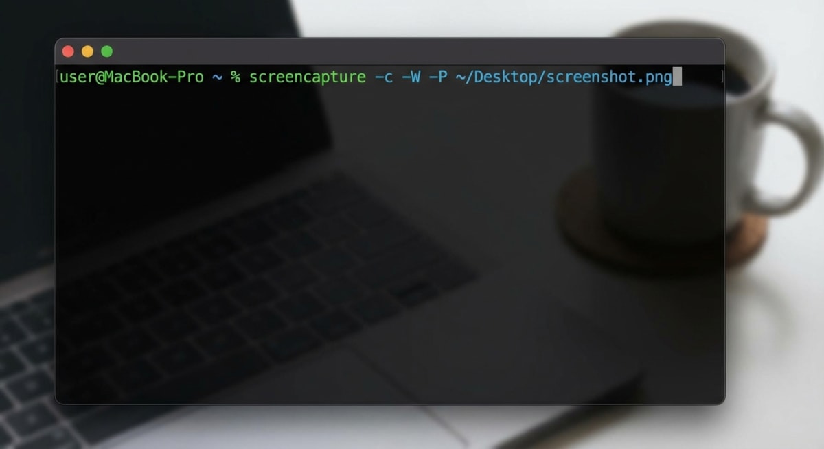Terminal showing screencapture command